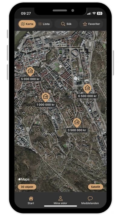 Nästa Hem app - Kartöversikt