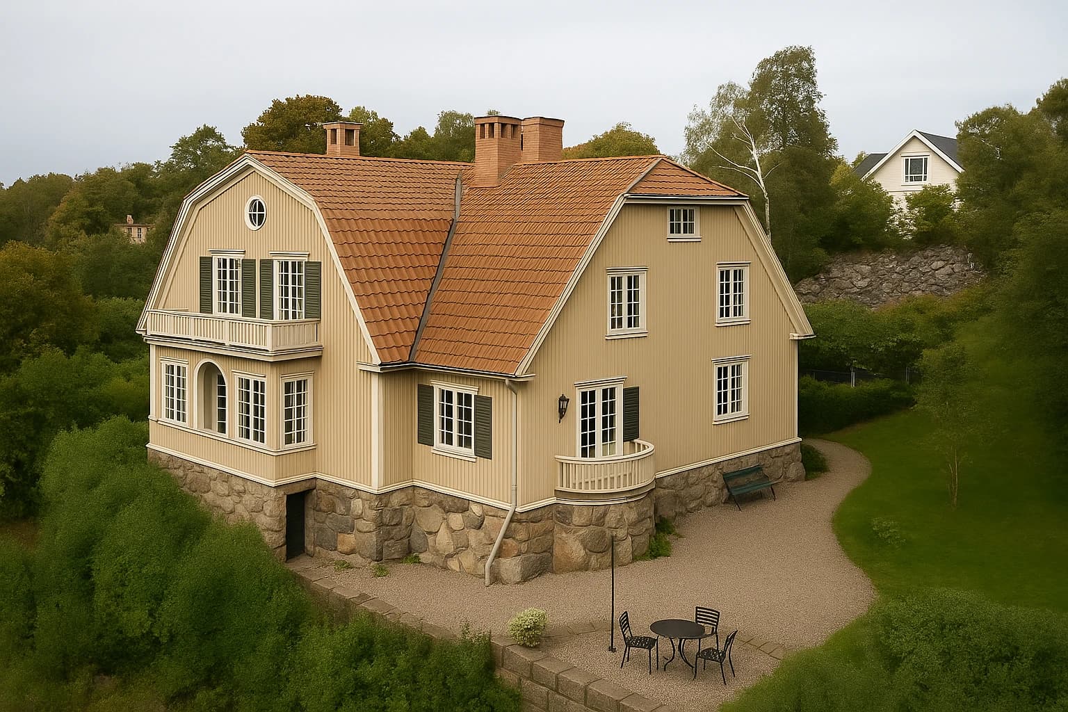 Modern Swedish home with mountain view